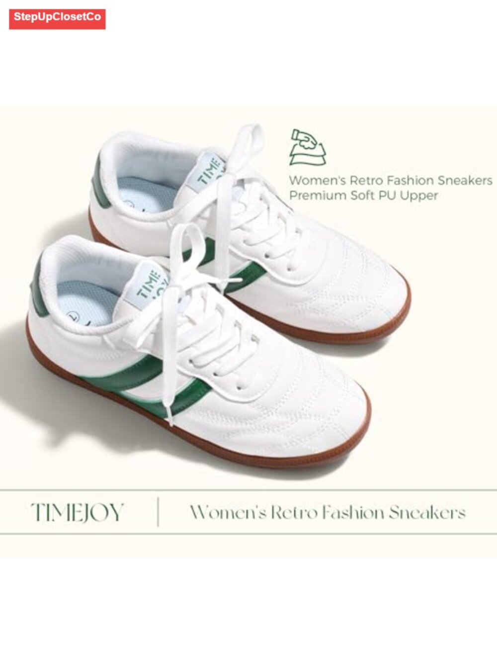 Women's Retro Sneakers Artificial Leather Gum Sole Vintage Shoes - Picture 4 of 6